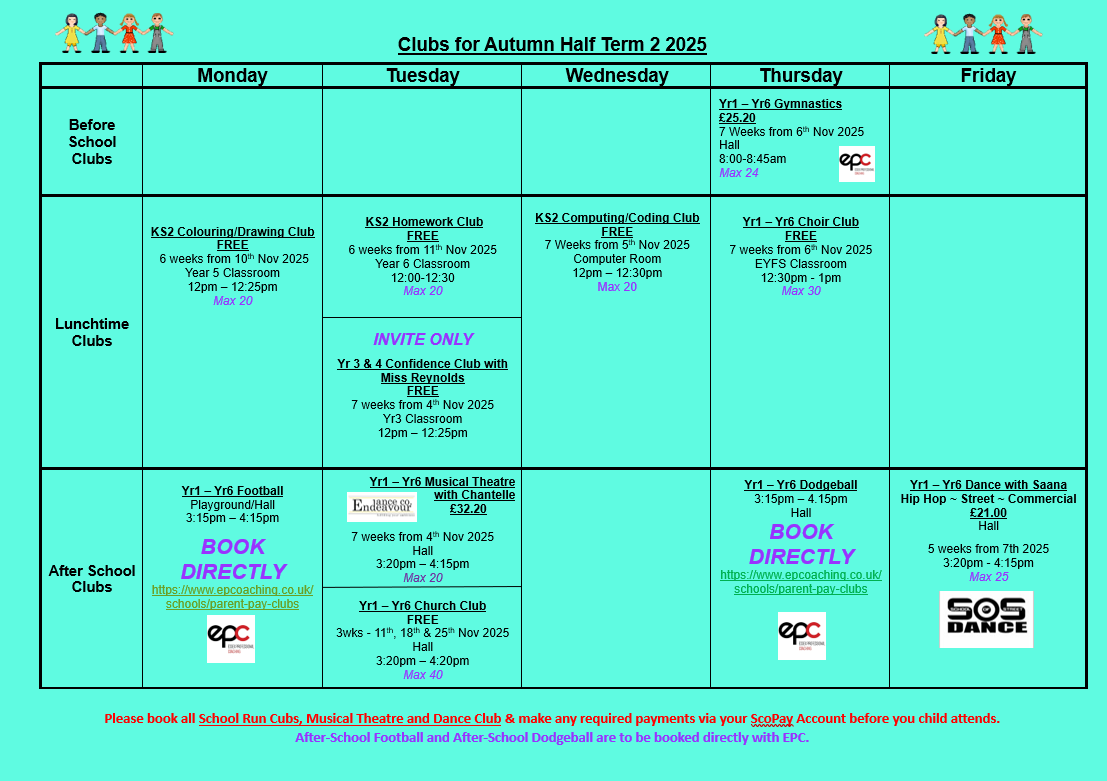2025 Autumn 2 School Clubs 2025 Autumn 2 School Clubs